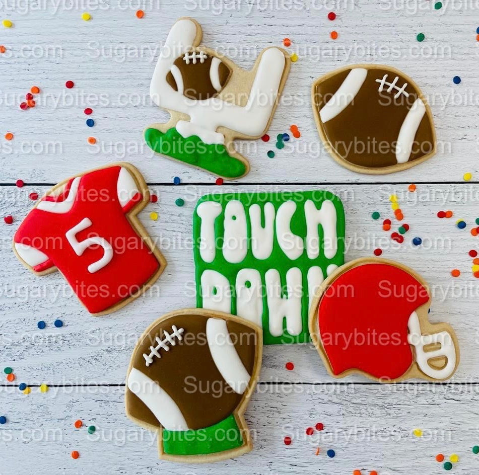Sport Decorated Cookies, Football Game Day Decorated Cookies, Football Goal Post Decorated Set, (Includes 12 Large Decorated Cookies)