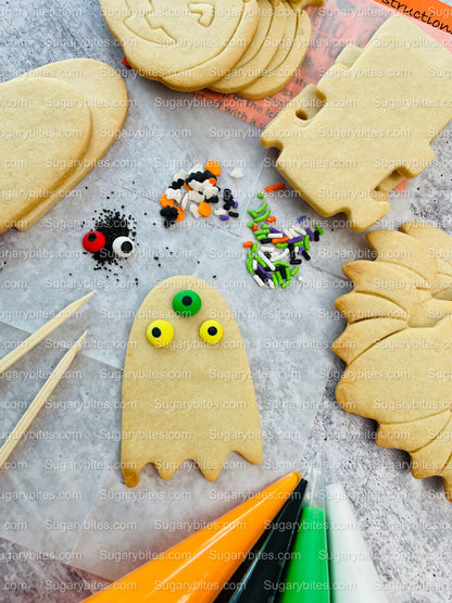 Halloween Cookie Decorating Kit, DIY Cookie Kit, (Large Cookies) ***INCLUDES 24 ITEMS*** With 4 Icing Bags & 3 Deluxe Sprinkle!