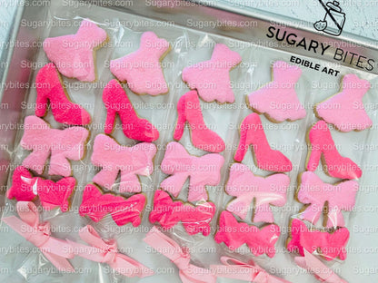 Pink Cookies, Small Fashion Cookie Set **SET of 5 BAGS** Gourmet fresh cookies, zoom party Ideas!