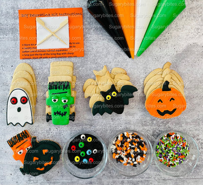 Halloween Cookie Decorating Kit, DIY Cookie Kit, (Large Cookies) ***INCLUDES 24 ITEMS*** With 4 Icing Bags & 3 Deluxe Sprinkle!