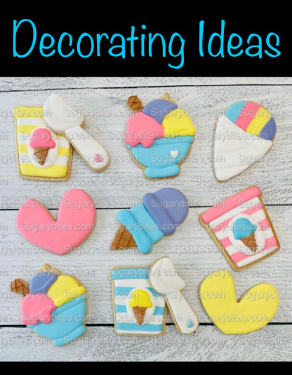 Ice Cream Cookie Decorating Kit, DIY Decorating Cookies Kit, (Large Cookies), **INCLUDES 24 ITEMS**, with 4 Icing Bags!