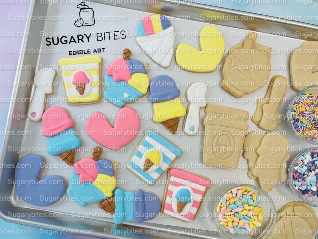 Ice Cream Cookie Decorating Kit, DIY Decorating Cookies Kit, (Large Cookies), **INCLUDES 24 ITEMS**, with 4 Icing Bags!