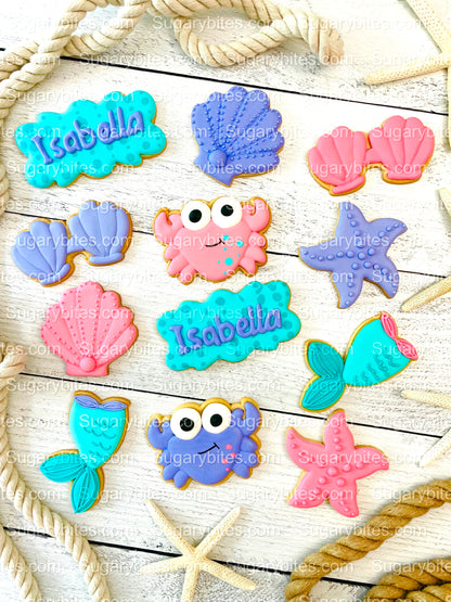 Mermaid Cookies, Mermaid Party, (Large Cookies), includes 12 decorated cookies!