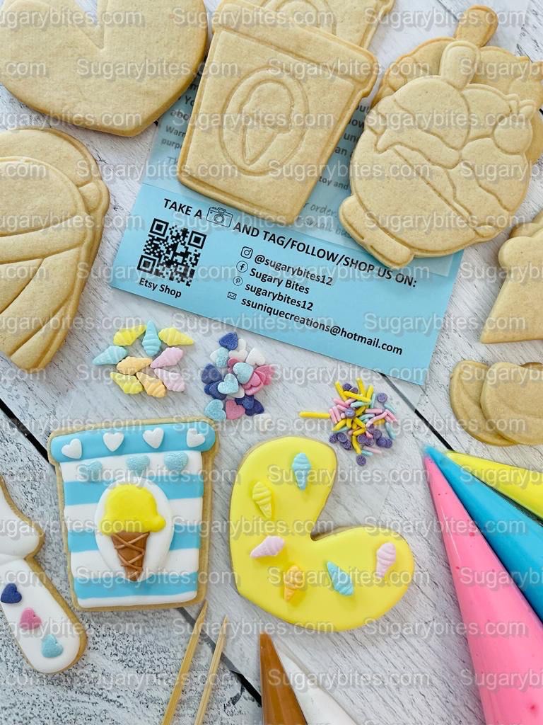 Ice Cream Cookie Decorating Kit, DIY Decorating Cookies Kit, (Large Cookies), **INCLUDES 24 ITEMS**, with 4 Icing Bags!