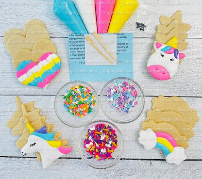 Unicorn Cookie Decorating Kit, DIY Unicorn Sugar Cookie Decorating Kit, **INCLUDES 25 ITEMS**, (Large Cookies)… with Free Bonus!!!….. FREE BONUS!!