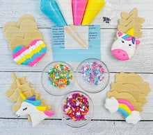 Load image into Gallery viewer, Unicorn Cookie Decorating Kit, DIY Unicorn Sugar Cookie Decorating Kit, **INCLUDES 25 ITEMS**, (Large Cookies)… with Free Bonus!!!….. FREE BONUS!!
