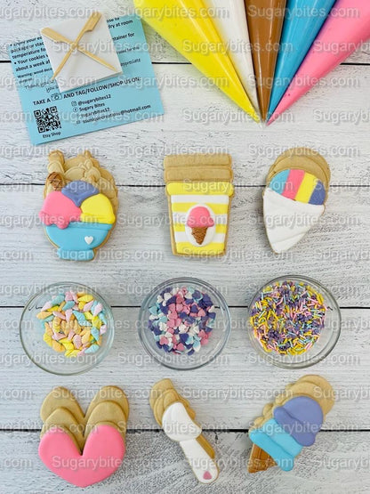 Ice Cream Cookie Decorating Kit, DIY Decorating Cookies Kit, (Large Cookies), **INCLUDES 24 ITEMS**, with 4 Icing Bags!