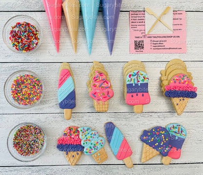 Ice Cream Cookie Decorating Kit, Sweet Treat DIY Cookie Decorating Kit, Zoom Party Favors, **INCLUDES 24 ITEMS**