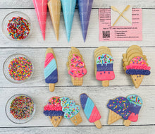 Load image into Gallery viewer, Ice Cream Cookie Decorating Kit, Sweet Treat DIY Cookie Decorating Kit, Zoom Party Favors, **INCLUDES 24 ITEMS**
