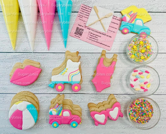 Pink Cookie Decorating Kit, Doll DIY Sugar Cookie Decorating Kit, **INCLUDES 24 ITEMS**, (Large Cookies)!