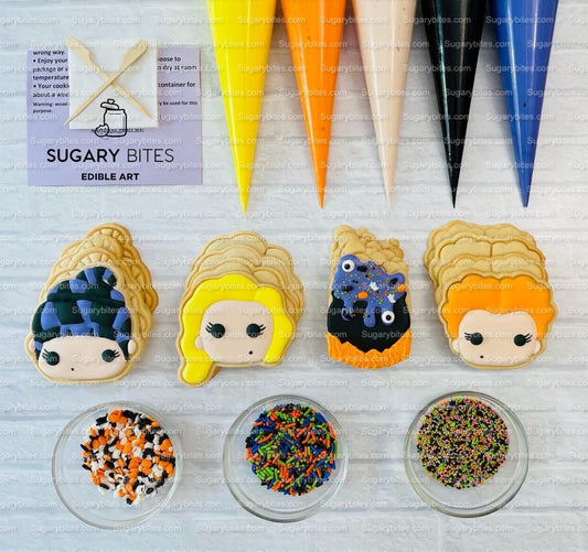 Halloween Cookie Decorating Kit, DIY Cookie Kit, (Large Cookies) ***INCLUDES 24 ITEMS*** With 4 Icing Bags & 3 Deluxe Sprinkle!