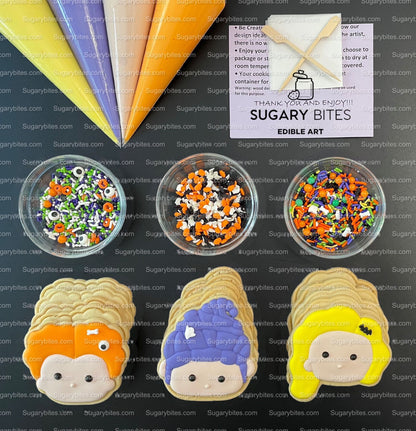 Halloween Cookie Decorating Kit, DIY Cookie Kit, (Large Cookies) ***INCLUDES 24 ITEMS*** With 4 Icing Bags & 3 Deluxe Sprinkle!