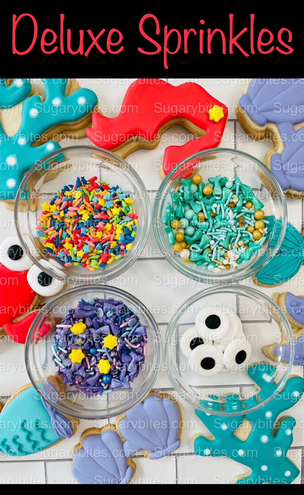 Under the Sea Cookie Decorating Kit, *INCLUDES 25 ITEMS* (Large Cookies) …… with 4 ICING bags and 4 Deluxe Sprinkles!