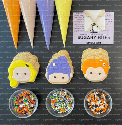 Halloween Cookie Decorating Kit, DIY Cookie Kit, (Large Cookies) ***INCLUDES 24 ITEMS*** With 4 Icing Bags & 3 Deluxe Sprinkle!
