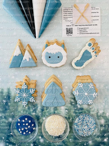 Winter Cookie Decorating Kit, Winter DIY Cookie Kit, (Large Cookies) ***INCLUDES 24 ITEMS*** With 4 Icing Bags & 3 Deluxe Sprinkle!