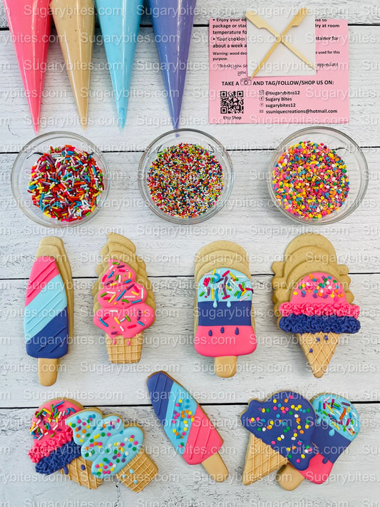 Ice Cream Cookie Decorating Kit, Sweet Treat DIY Cookie Decorating Kit, Zoom Party Favors, **INCLUDES 24 ITEMS**