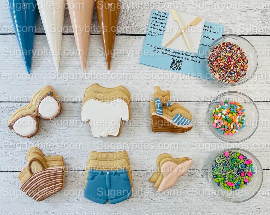 Summer Cookie Decorating Kit, Summer DIY Decorating Cookies Kit, (Large Cookies), **INCLUDES 24 ITEMS**