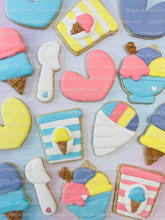 Load image into Gallery viewer, Ice Cream Cookie Decorating Kit, DIY Decorating Cookies Kit, (Large Cookies), **INCLUDES 24 ITEMS**, with 4 Icing Bags!
