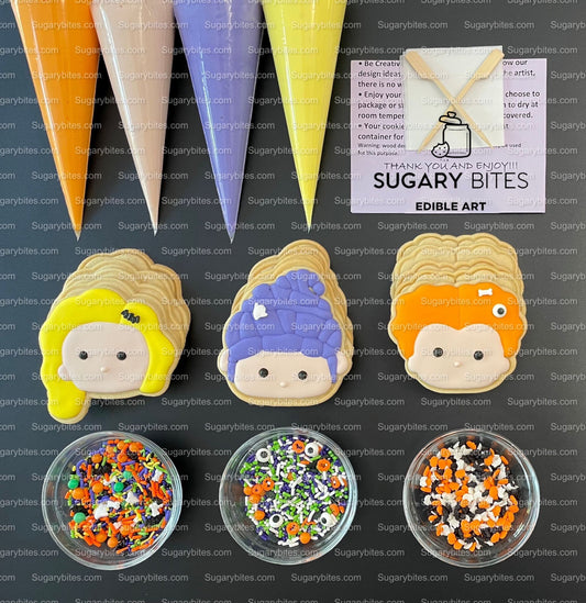 Halloween Cookie Decorating Kit, DIY Cookie Kit, (Large Cookies) ***INCLUDES 24 ITEMS*** With 4 Icing Bags & 3 Deluxe Sprinkle!