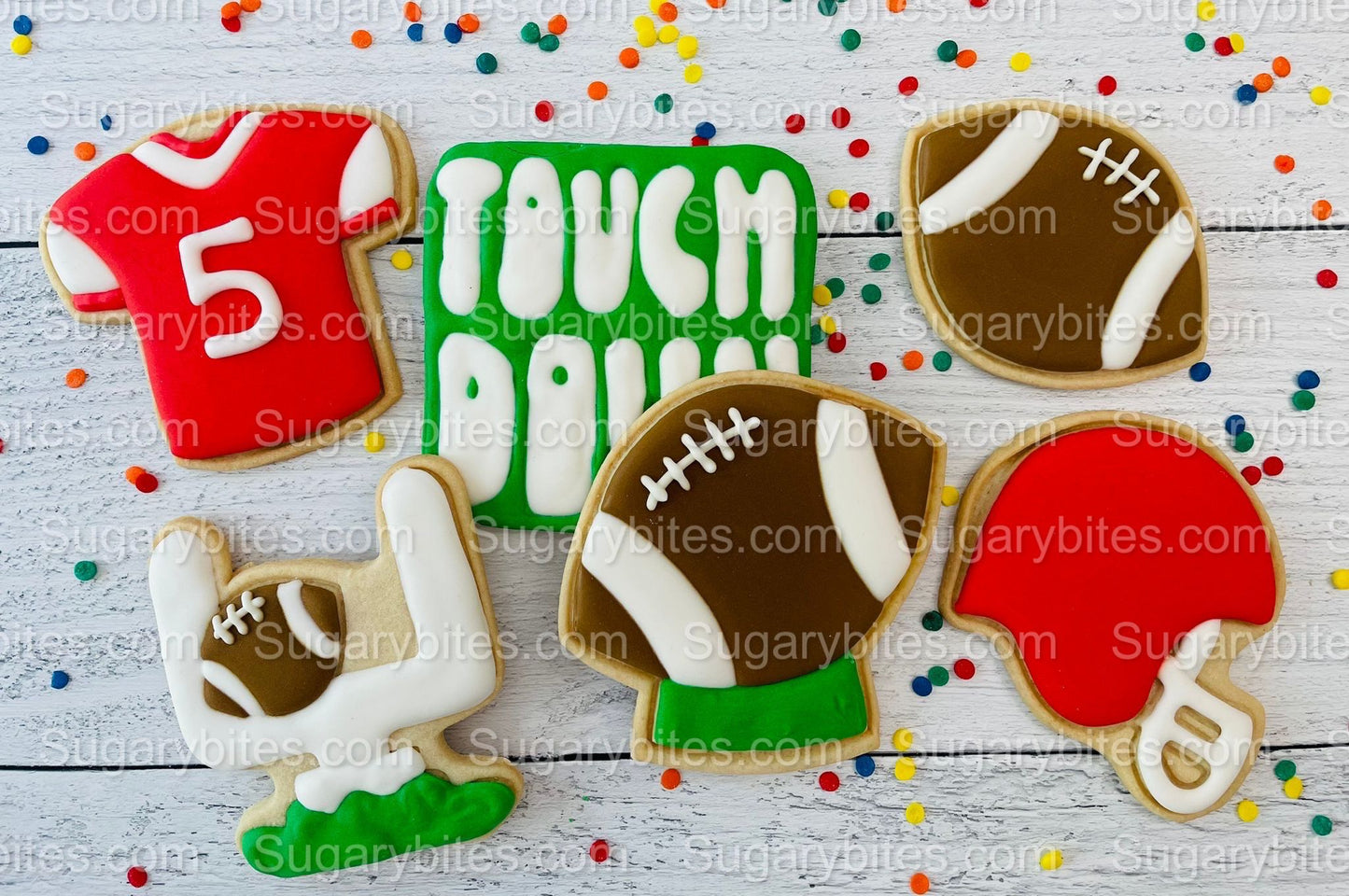 Sport Decorated Cookies, Football Game Day Decorated Cookies, Football Goal Post Decorated Set, (Includes 12 Large Decorated Cookies)