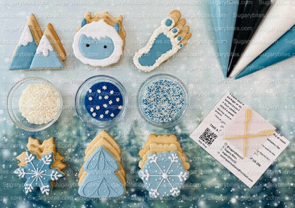 Winter Cookie Decorating Kit, Winter DIY Cookie Kit, (Large Cookies) ***INCLUDES 24 ITEMS*** With 4 Icing Bags & 3 Deluxe Sprinkle!