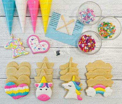 Unicorn Cookie Decorating Kit, DIY Unicorn Sugar Cookie Decorating Kit, **INCLUDES 25 ITEMS**, (Large Cookies)… with Free Bonus!!!….. FREE BONUS!!