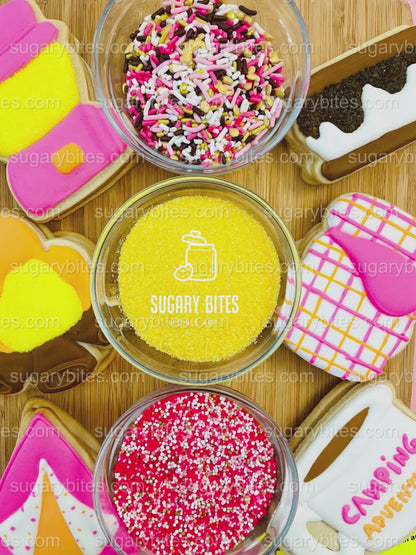 Camping Cookie Decorating Kit, Campfire Cookies, S’more Cookies, (Large Cookies)**INCLUDES 24 ITEMS** With 4 Icing Bags & 3 Deluxe Sprinkle!