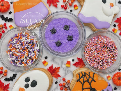 Halloween Cookies | Halloween Cookie Decorating Kit for 12 | Royal Icing & Sprinkles | Large Cookies |