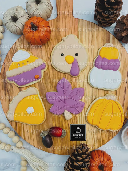 Fall Cookie Decorating Kit, Thanksgiving DIY cookie kit **INCLUDES 24 ITEMS* Zoom Party Favors, Assorted Shaped Cookie Kit, (Large Cookies)
