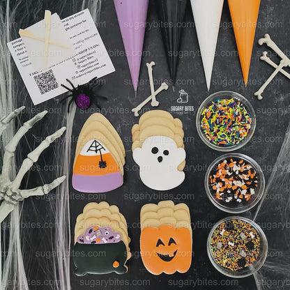 Halloween Cookie Decorating Kit, DIY Cookie Kit, (Large Cookies) ***INCLUDES 24 ITEMS*** With 4 Icing Bags & 3 Deluxe Sprinkles!!!