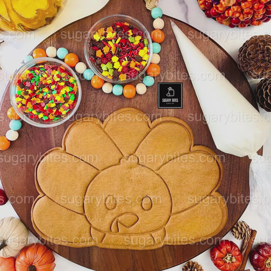 Giant Turkey Cookie Decorating Kit – 11 Inches | Sugar Vanilla or Gingerbread | Fun Thanksgiving Activity | Thanksgiving DIY Cookie Kit |