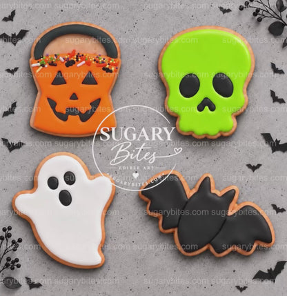 Halloween Cookie Decorating Kit, DIY Cookie Kit, 12 Undecorated Cookies, Royal Icing & Sprinkles, Kids' Halloween Party Activity, Fall Gifts